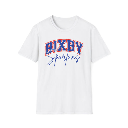 Bixby Spartans Cursive Softstyle Gildan Tee