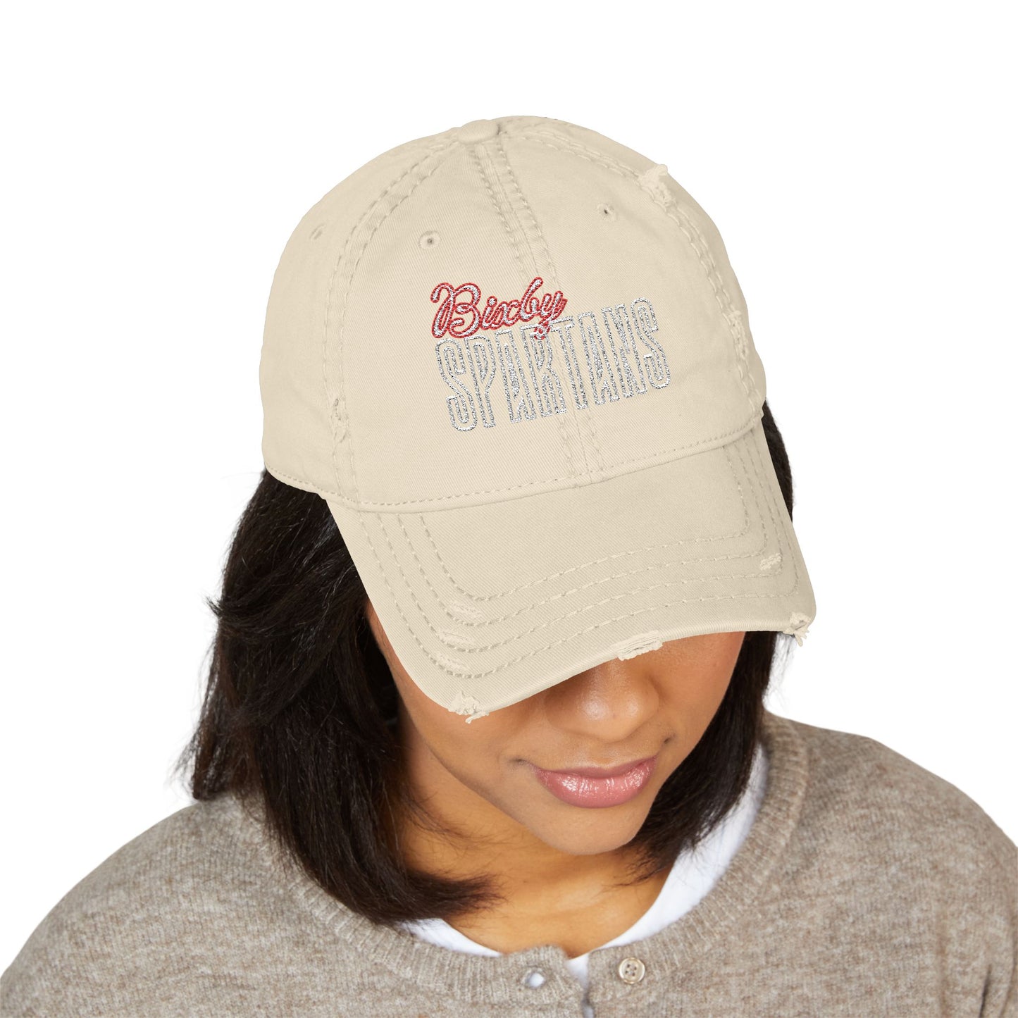 Bixby Spartan Cursive Embroidered Distressed Classic Ballcap