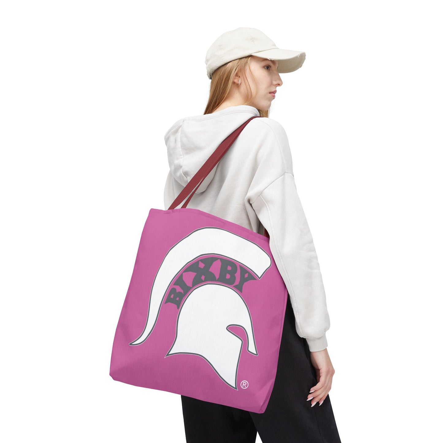 Bixby Spartans White Logo Pink Polyester Tote Bag