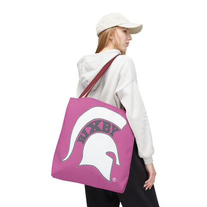 Bixby Spartans White Logo Pink Polyester Tote Bag