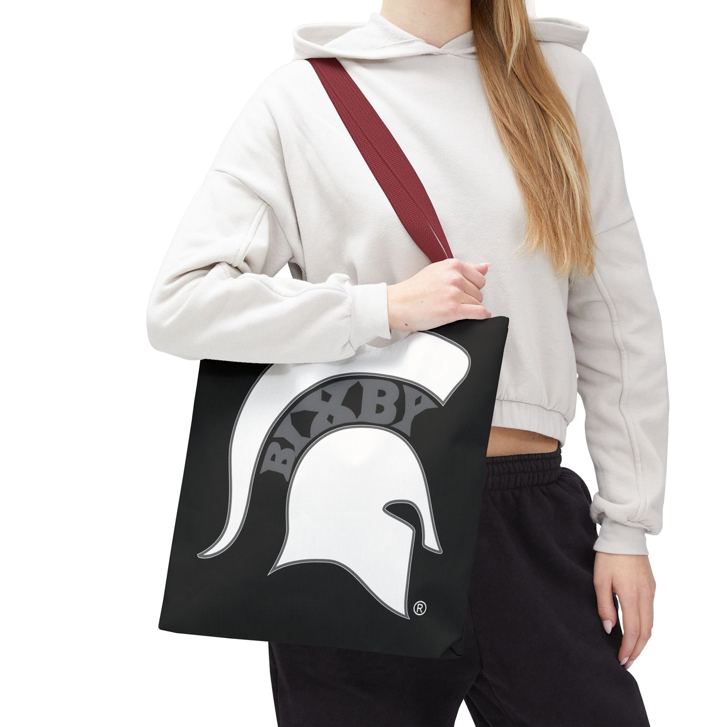 Bixby Spartans White Logo Black Polyester Tote Bag