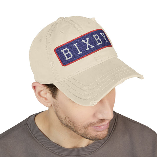Bixby Spartans Distressed Dad Hat, Embroidered BIXBY Bar