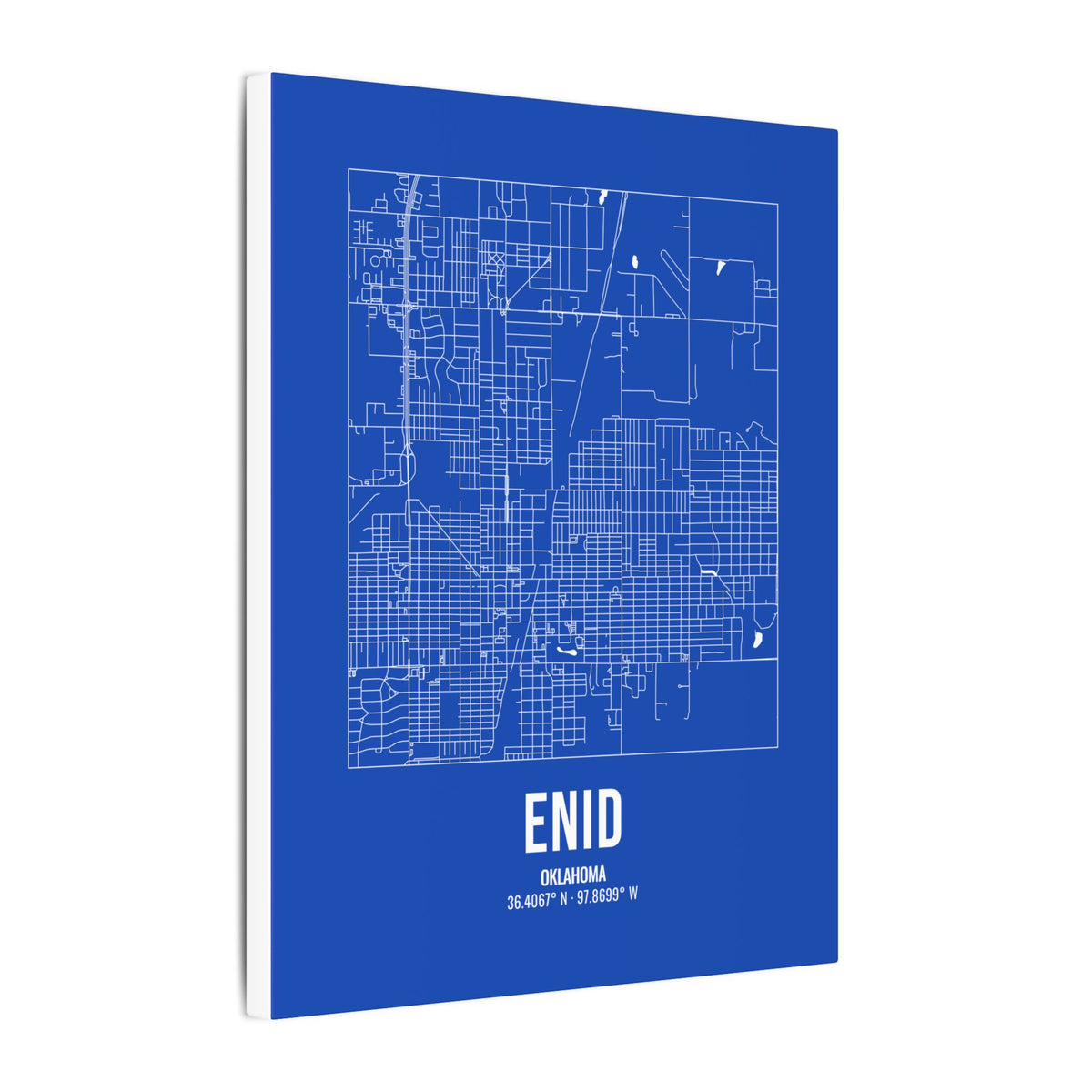Enid Street Map Canvas, White on Royal Blue