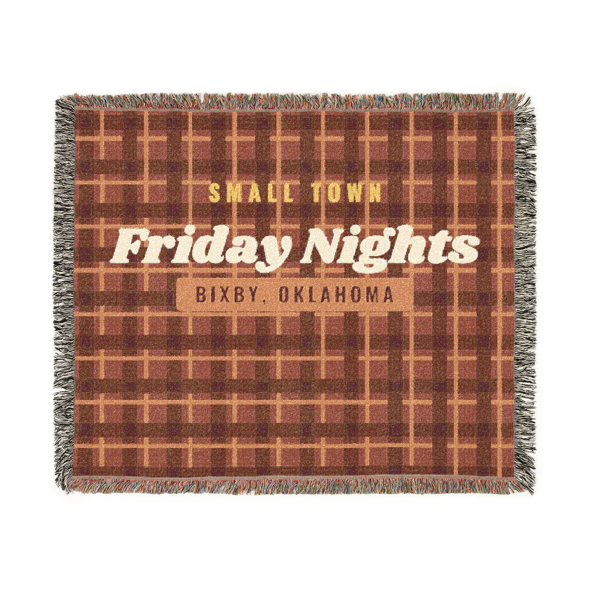 Small Town Friday Nights Plaid Woven Throw Blanket