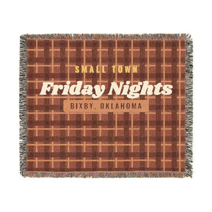 Small Town Friday Nights Plaid Woven Throw Blanket