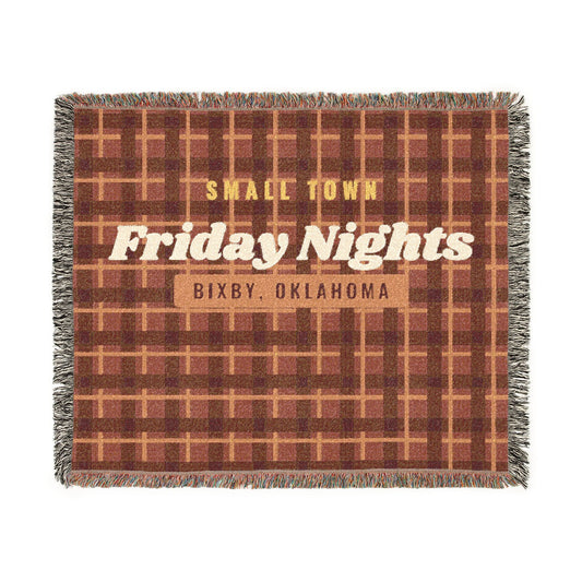 Small Town Friday Nights Plaid Woven Throw Blanket