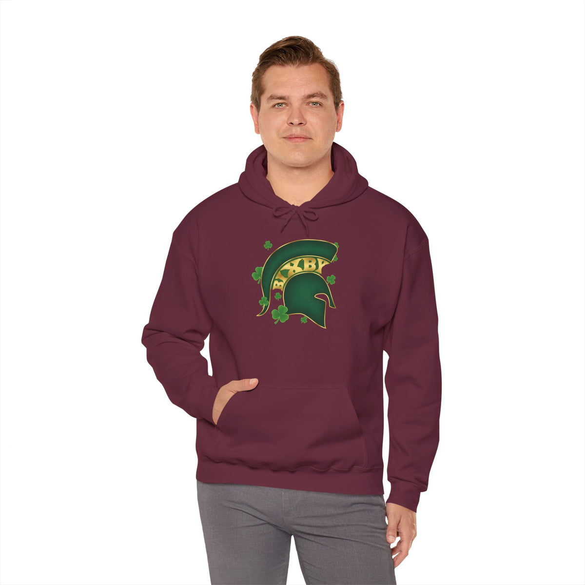 St. Patty's Good Luck Spartan Helmet Adult Gildan Hoodie
