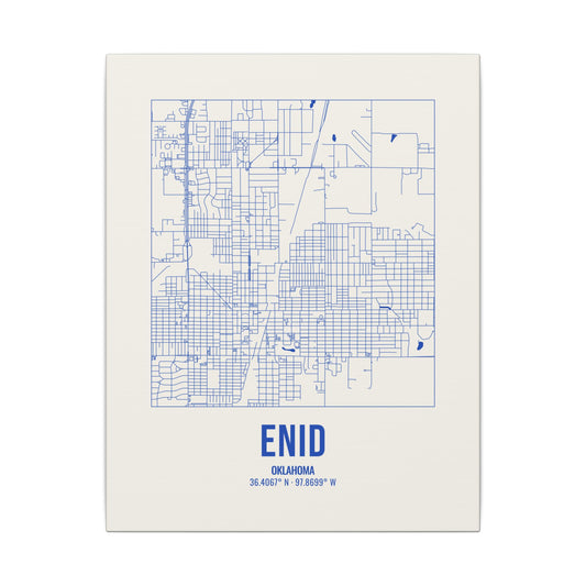Enid Street Map Canvas, Royal Blue on Cream