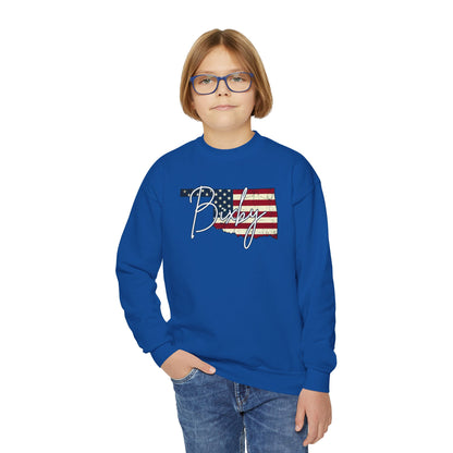 Oklahoma Flag Bixby Script Youth Gildan Sweatshirt