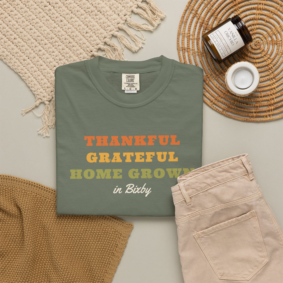 Thankful Grateful Home Grown Comfort Colors Tee