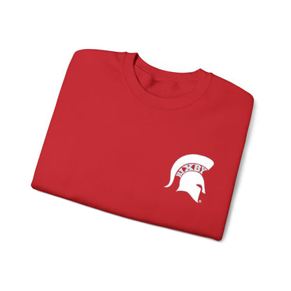 Embroidered White Spartan Helmet Gildan Sweatshirt