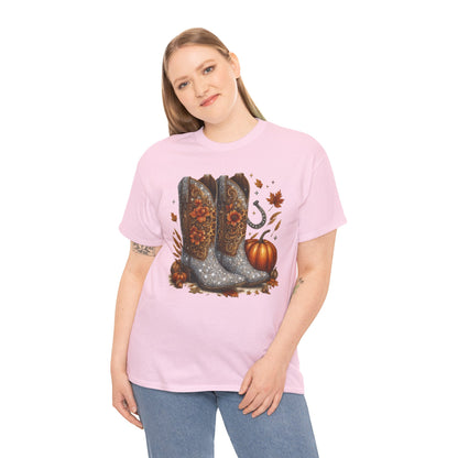 Fall Floral Bling Boots Country Gildan Tee