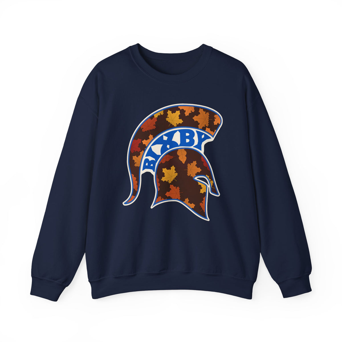 Bixby Spartans Fall Leaves Helmet Sweatshirt – Autumn Game Day Crewneck