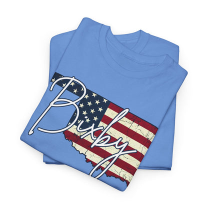 Oklahoma Flag Bixby Script Gildan Tee