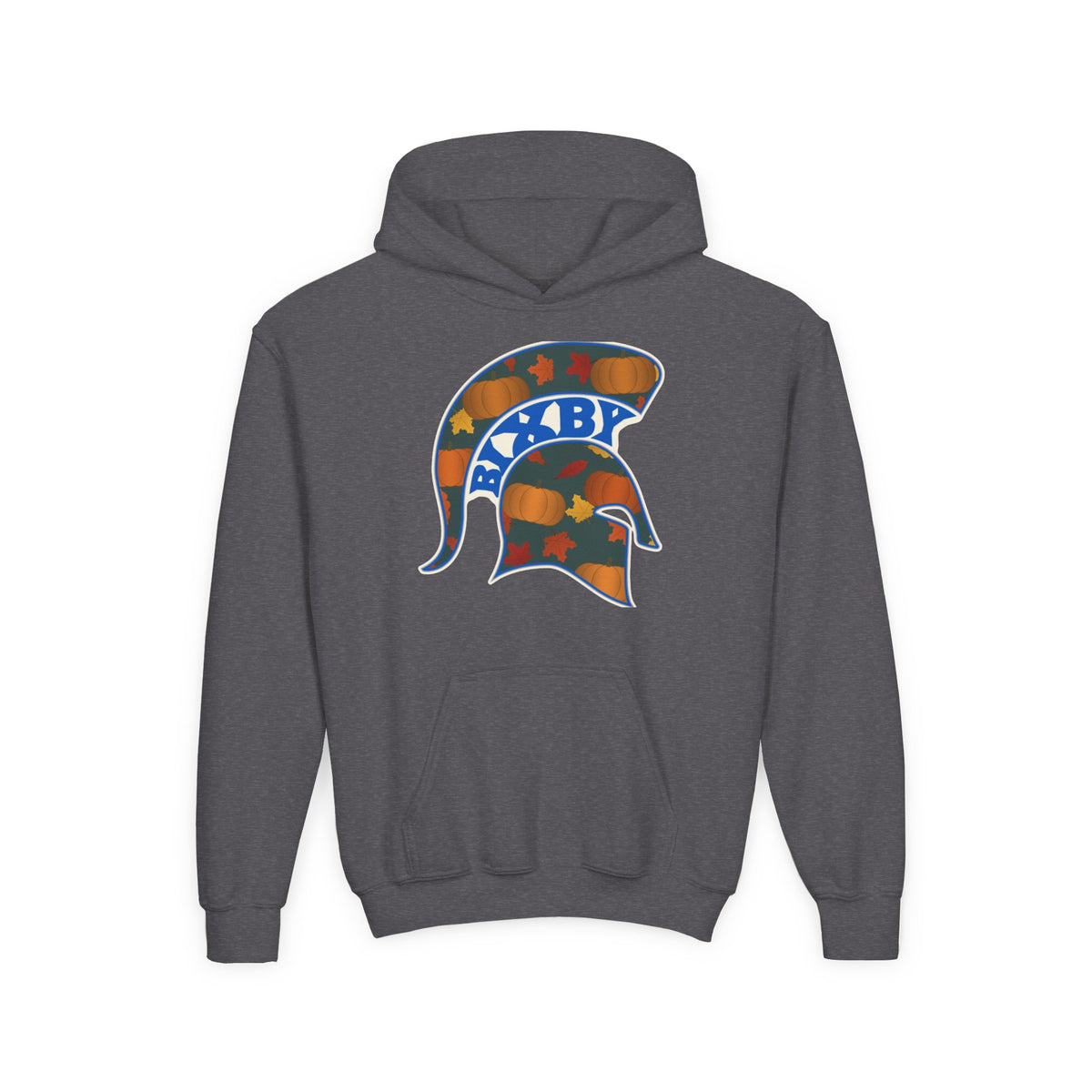 Bixby Spartans Pumpkin Patch Helmet Youth Hoodie – Kids Fall Game Day Hoodie