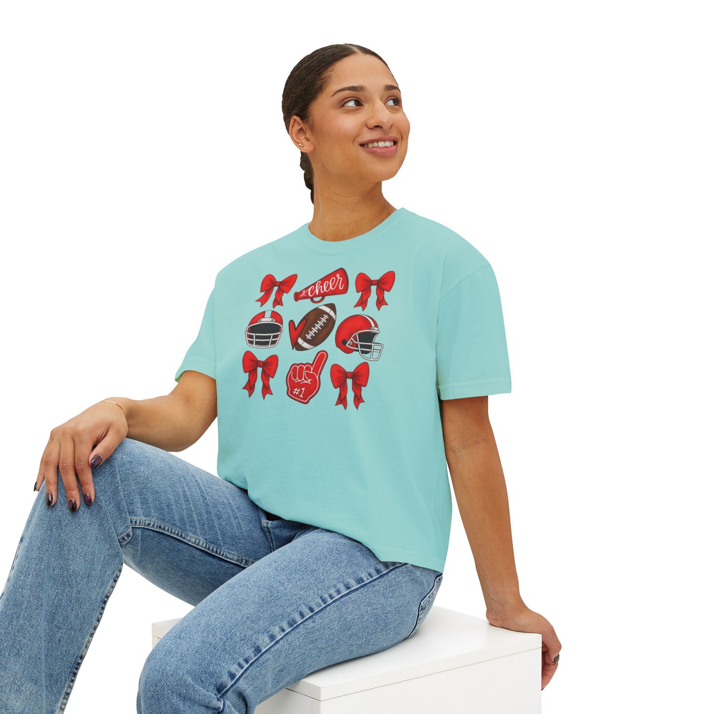 Spartan Red Cheer & Football Comfort Colors Boxy Tee