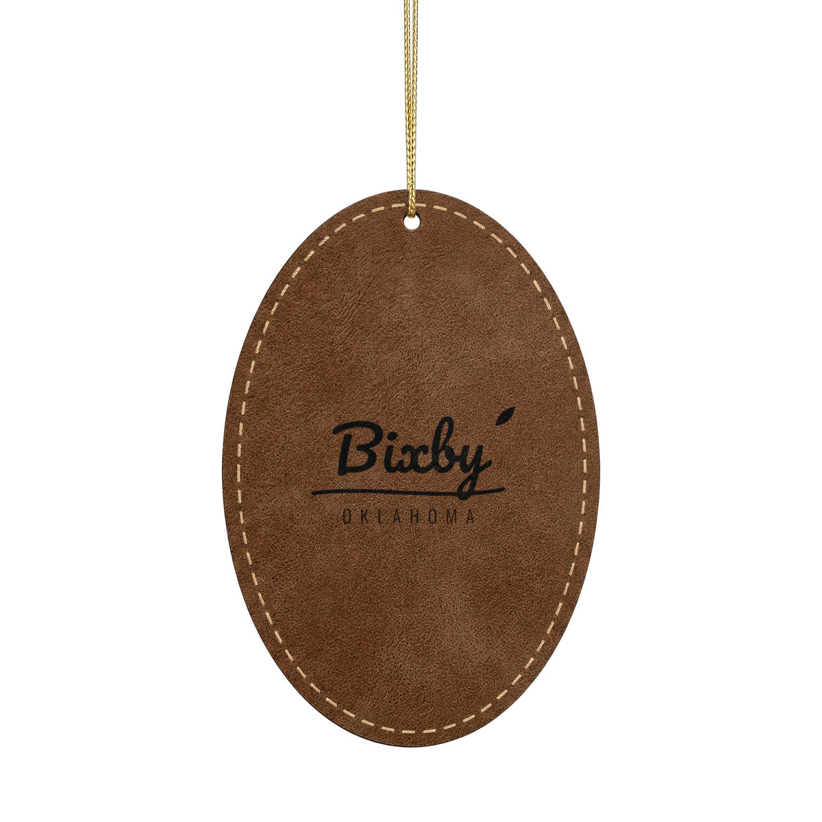 Bixby Garden Script Engraved Leatherette Ornament