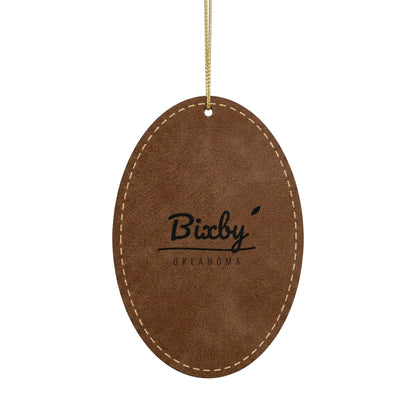 Bixby Garden Script Engraved Leatherette Ornament
