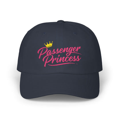 Passenger Princess Dad Cap – Embroidered White Baseball Hat with Pink Script and Crown