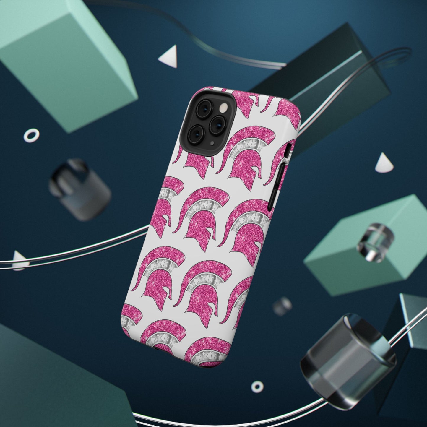 Bixby Spartan Pink Bling Logo Impact Resistant iPhone Case