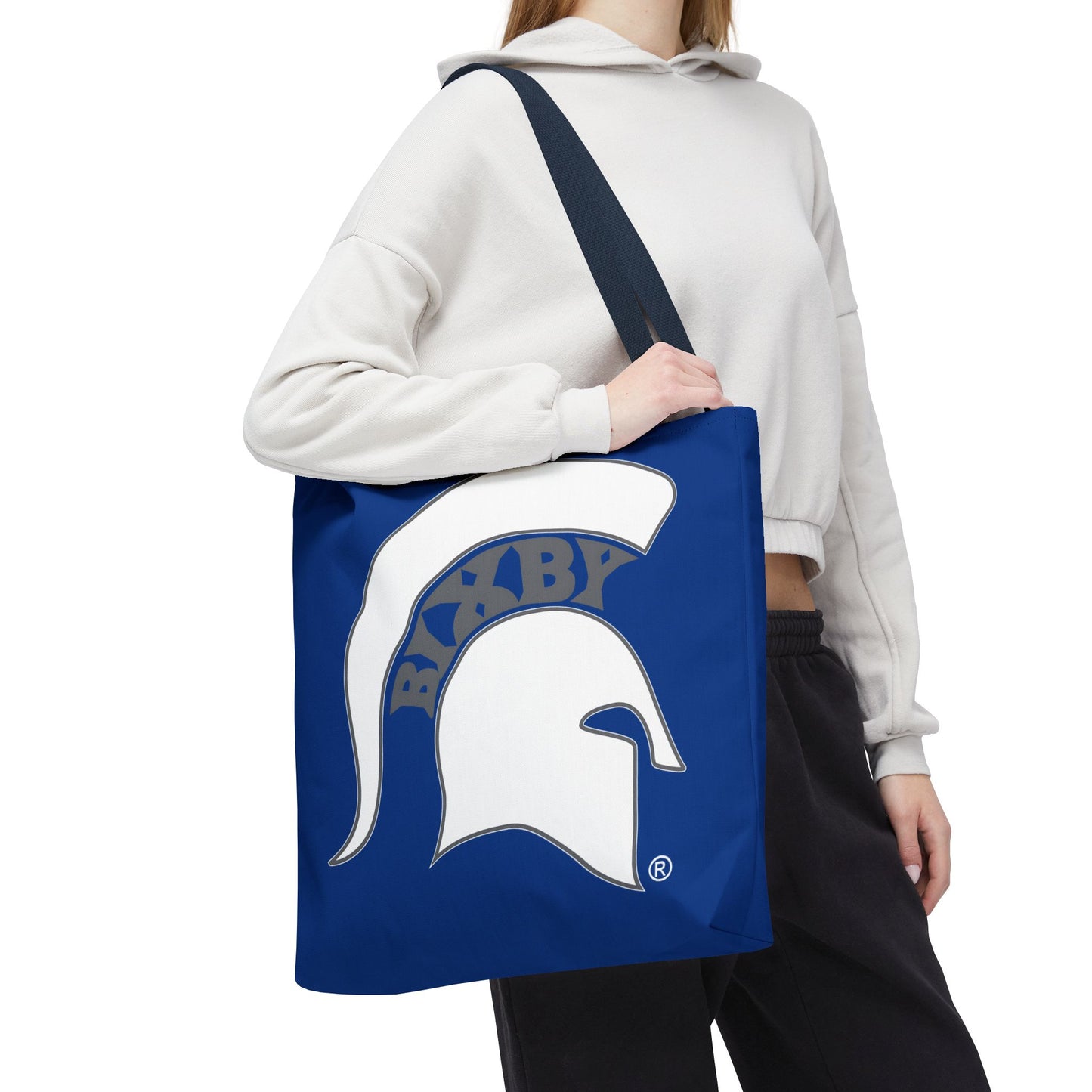 Bixby Spartans White Logo Royal Blue Polyester Tote Bag