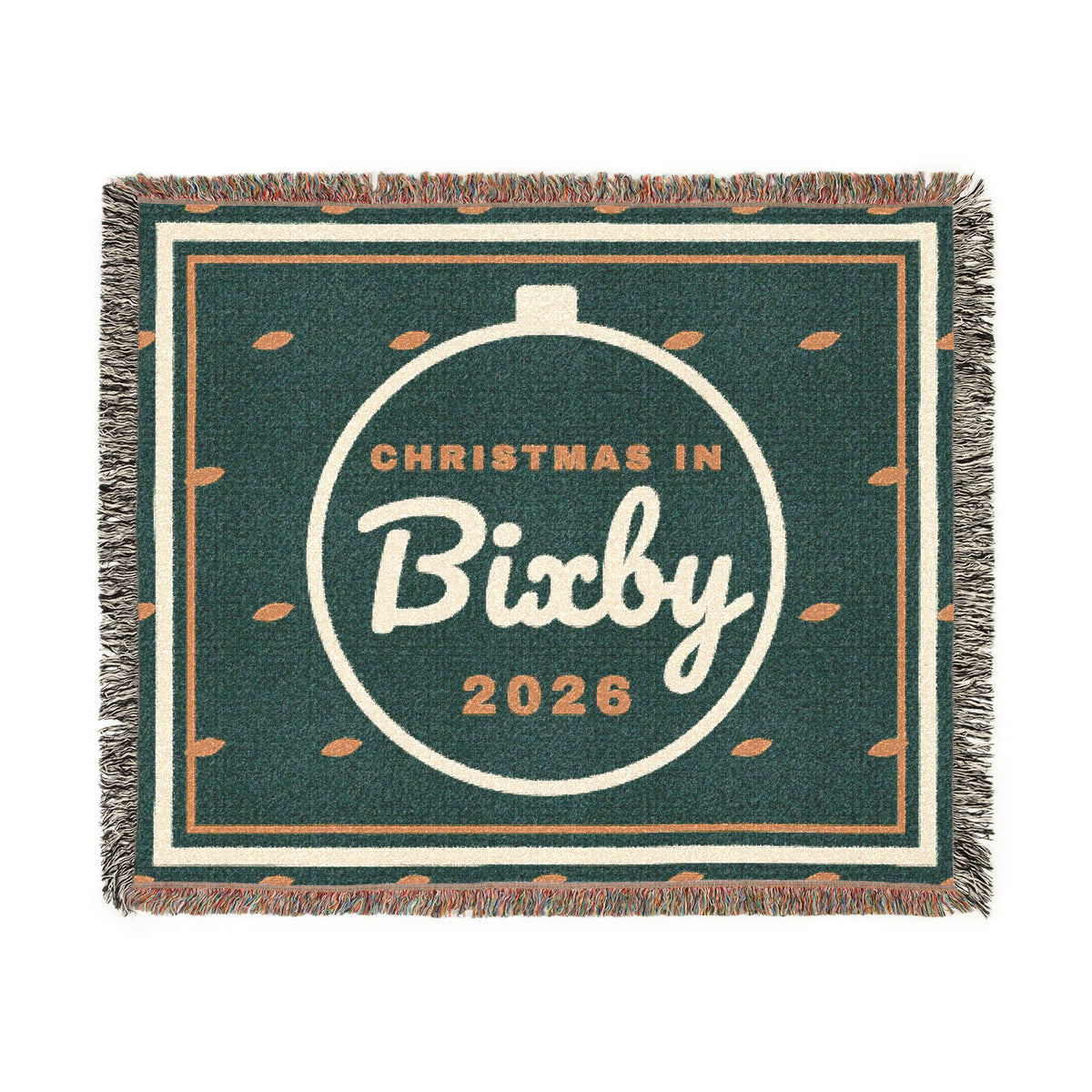 Woven throw blanket woven with Christmas in Bixby 2026.