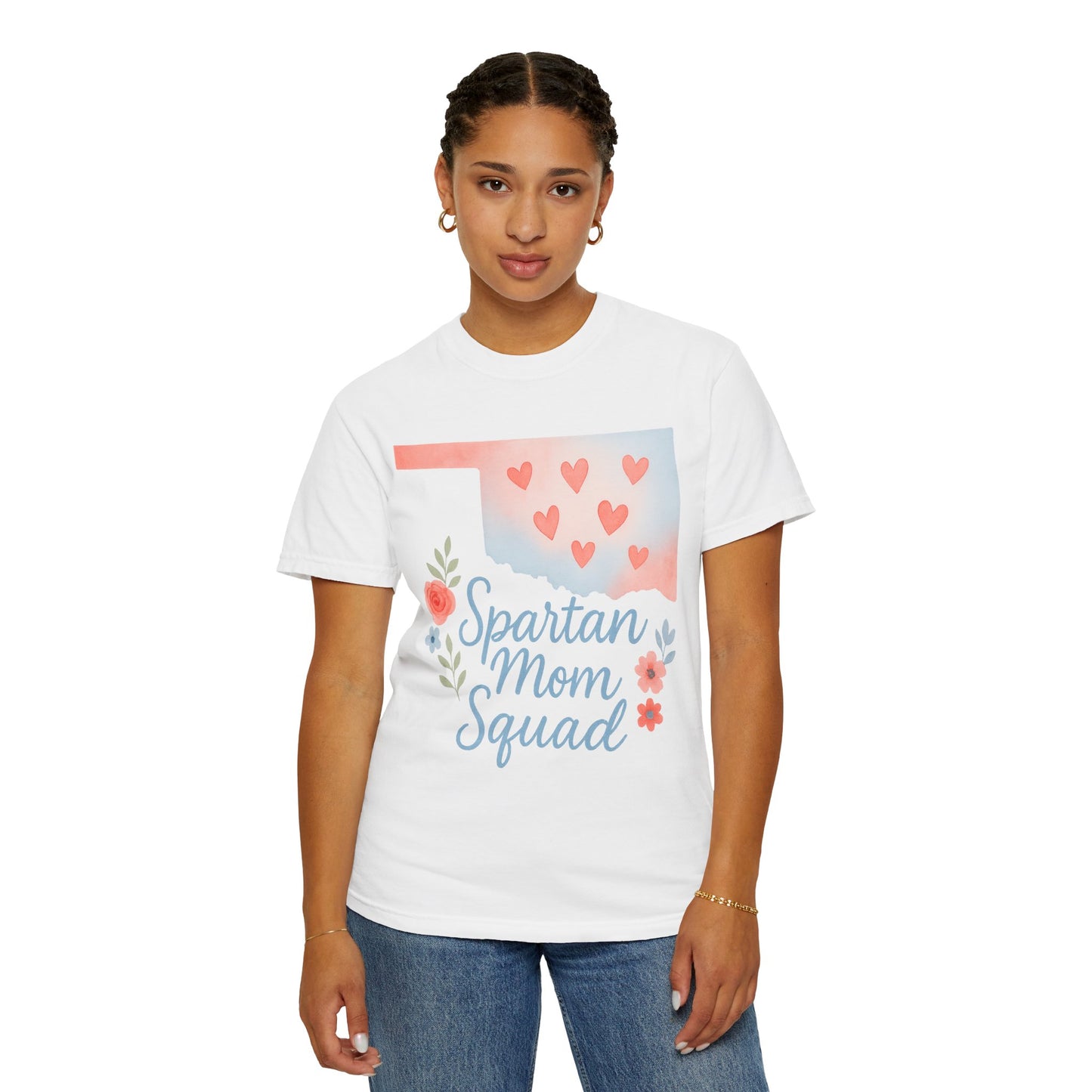 Spartan Mom Squad Bixby OK Watercolor Comfort Colors Tee