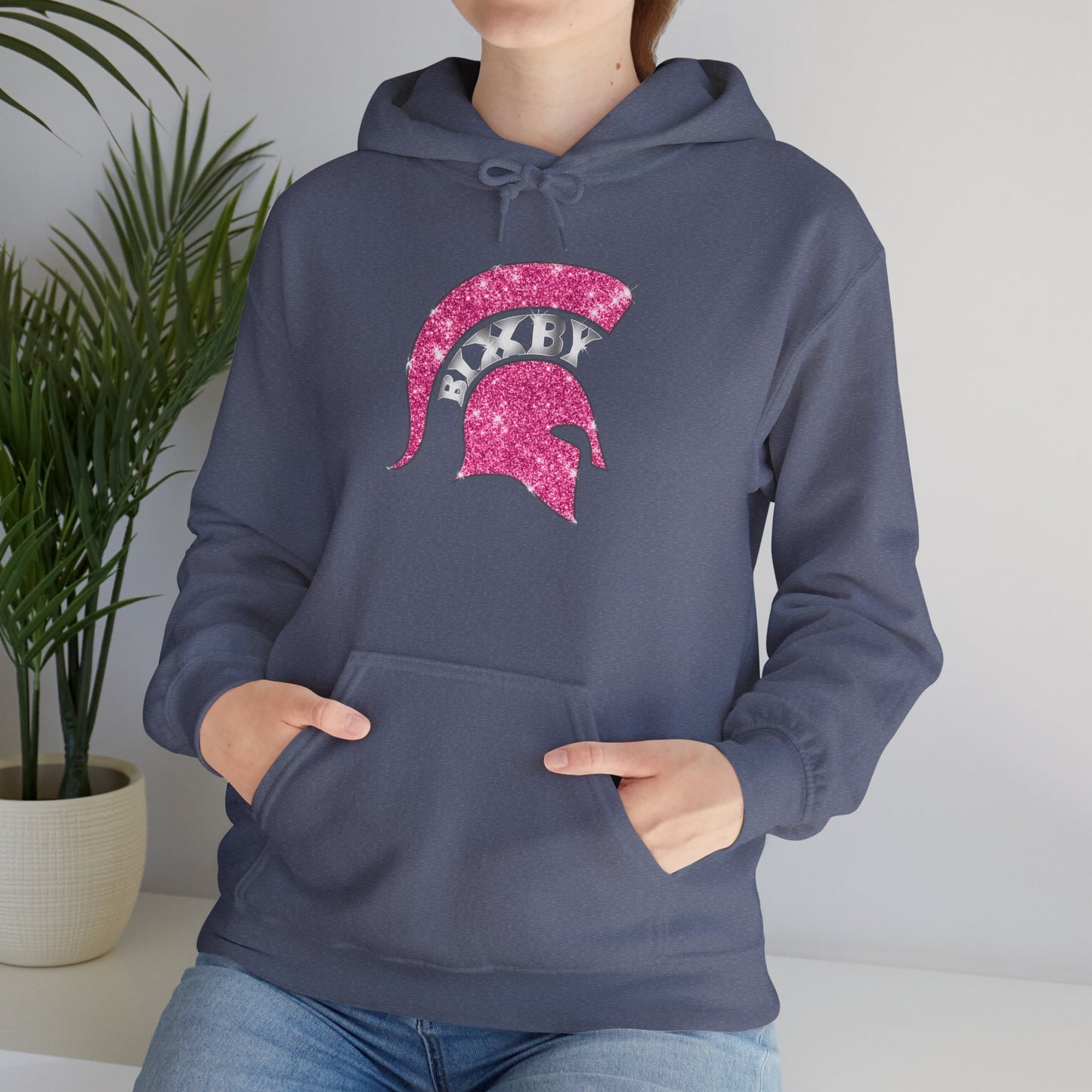 Bixby Spartan Pink Helmet Bling Gildan Hoodie