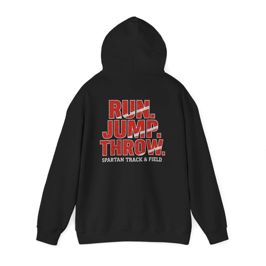 Run. Jump. Throw. Spartan Track Gildan Hoodie