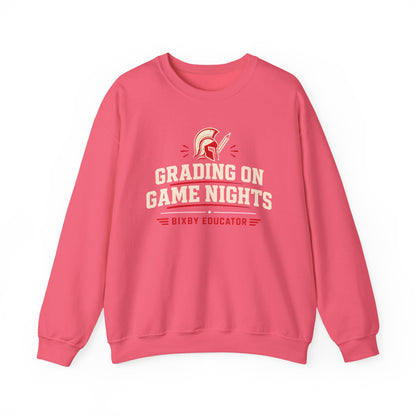 Bixby Spartans Grading On Game Nights - Funny Teacher Game Night Gift Sweatshirt