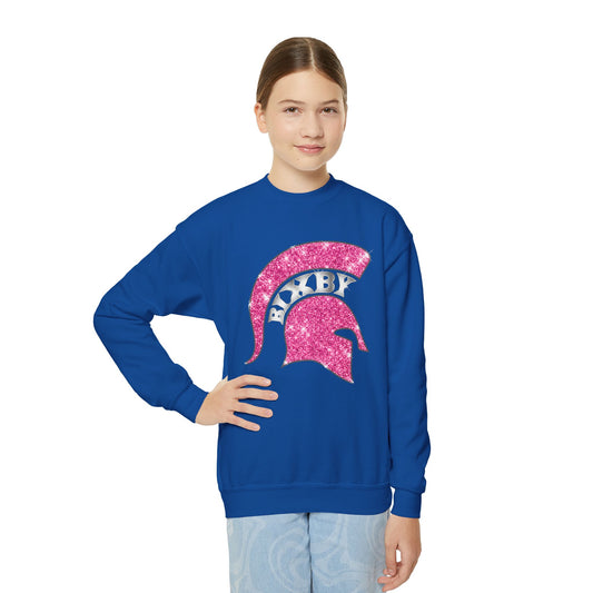 Bixby Spartan Helmet Bling Youth Gildan Sweatshirt