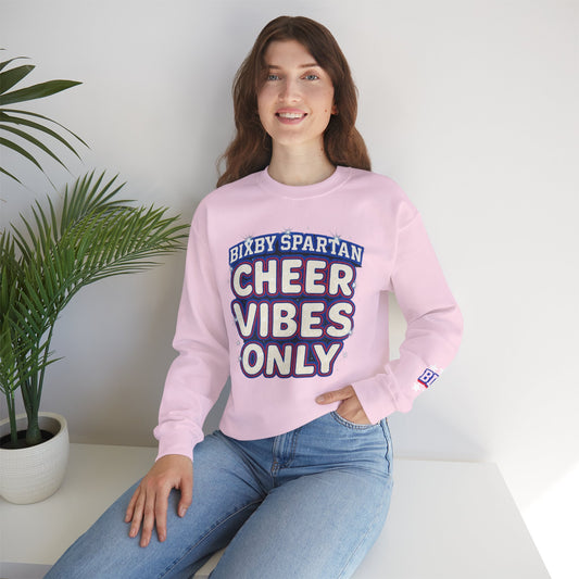 Bixby Spartans Cheer Vibes With Sleeve Print Gildan Sweatshirt