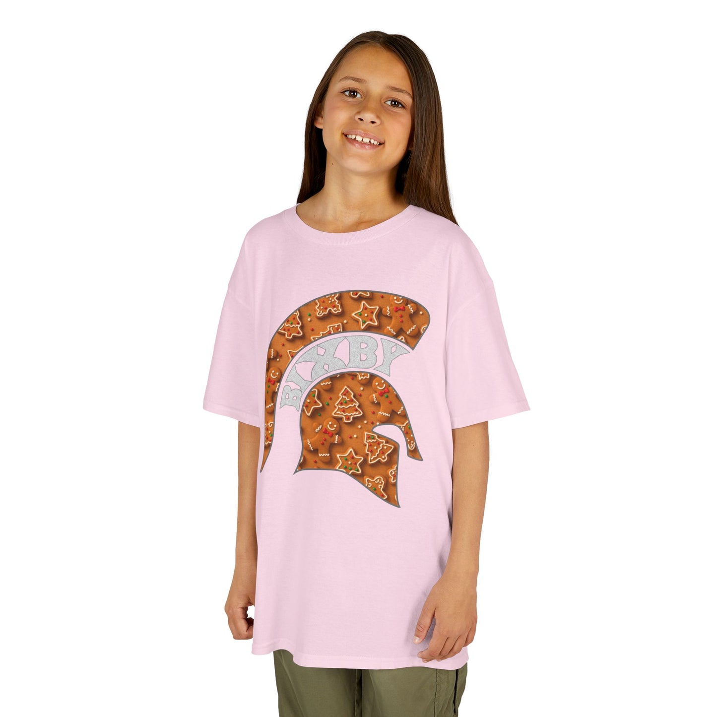 Bixby Spartan Gingerbread Helmet Youth Gildan Tee