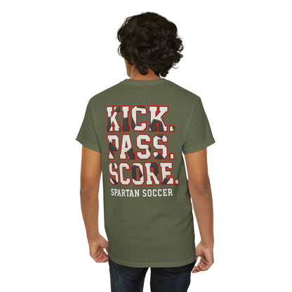 Kick. Pass. Score Spartan Soccer Gildan Tee