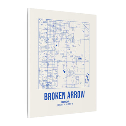 Broken Arrow Street Map Canvas, Royal Blue on Cream