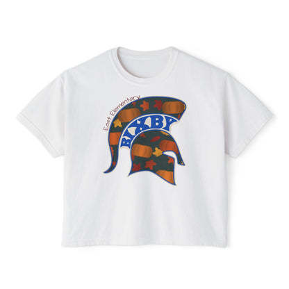 Bixby Spartans East Elementary Pumpkin Patch Helmet Women's Boxy Tee – Fall Mom Shirt