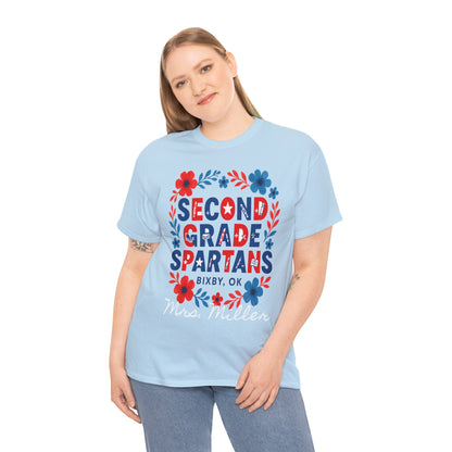 Floral Second Grade Spartan Gildan Tee