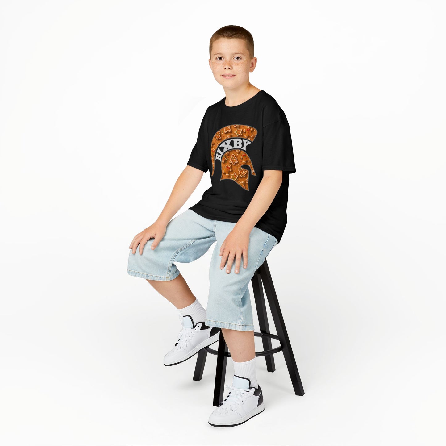Bixby Spartan Gingerbread Helmet Youth Gildan Tee