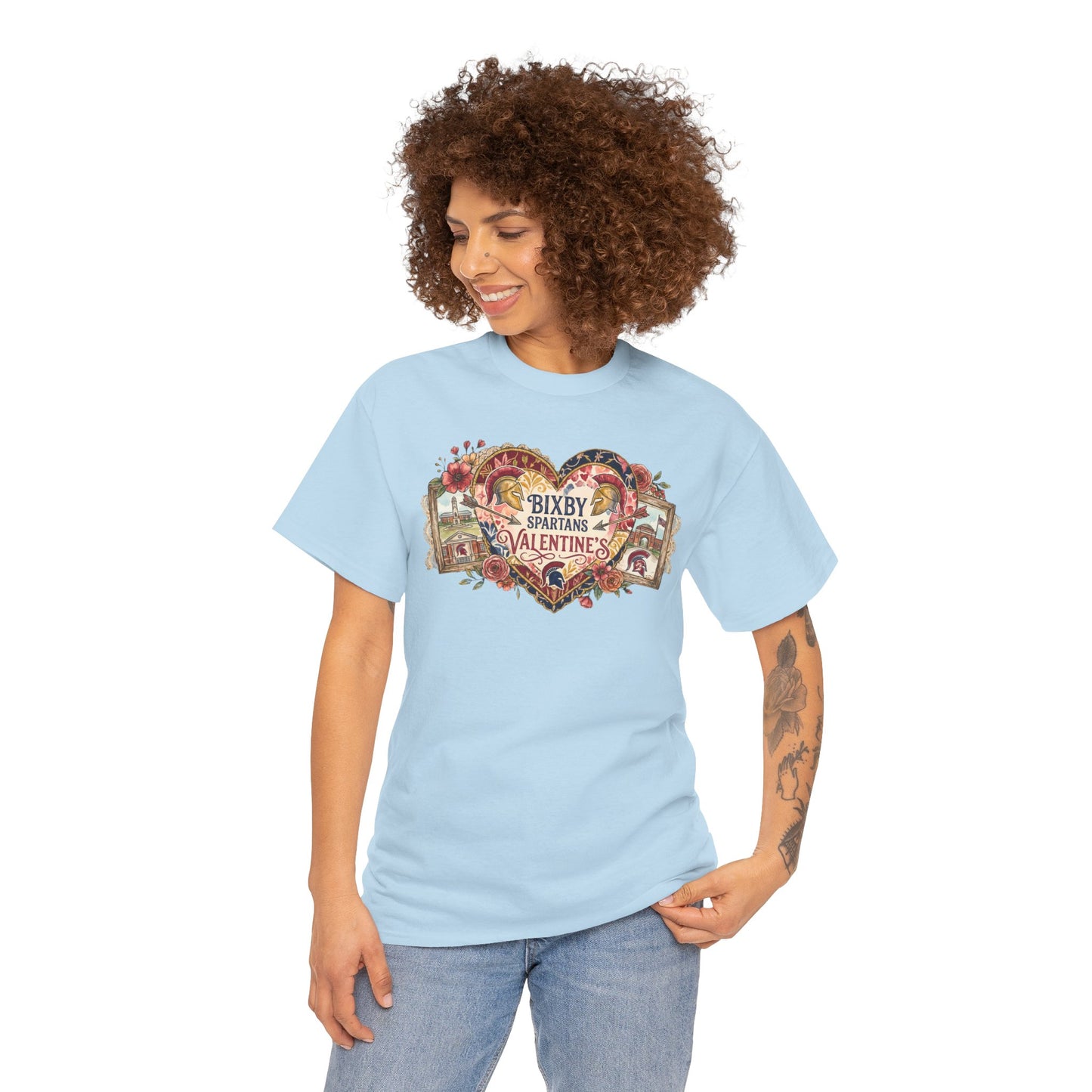 Bixby Spartans Valentine's Vintage Heart Gildan Tee