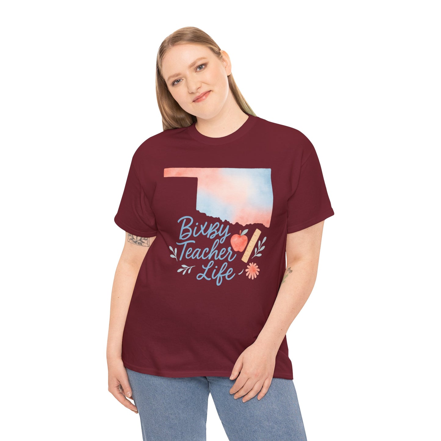 Teacher Life Bixby OK Watercolor Gildan Tee