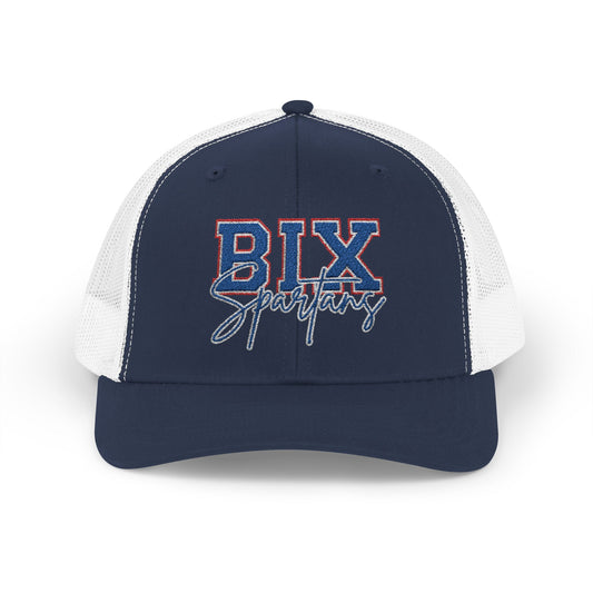 Bixby Spartans 'BIX' Script Trucker Snapback Tee