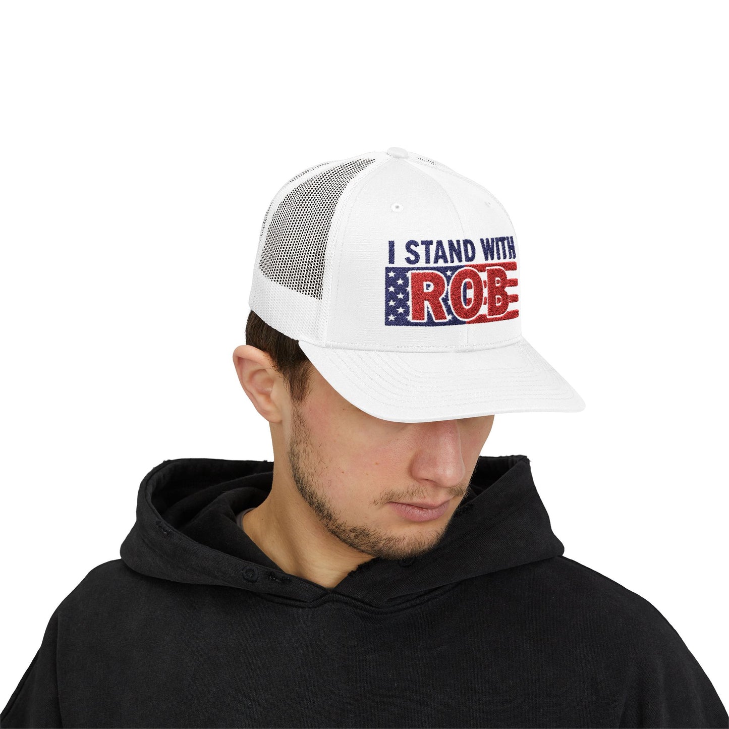 Patriotic Flag - I Stand With Rob Embroidered Trucker Snapback