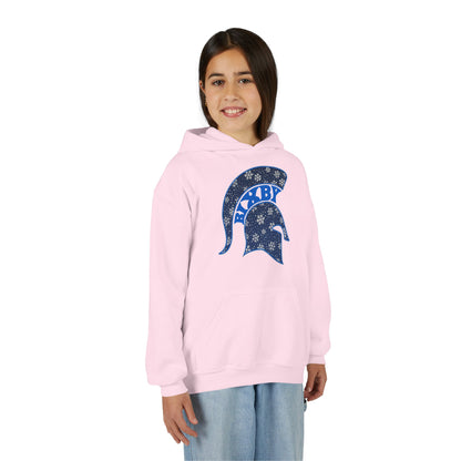 Bixby Spartans Snowflake Helmet Youth Hoodie, Kids Winter