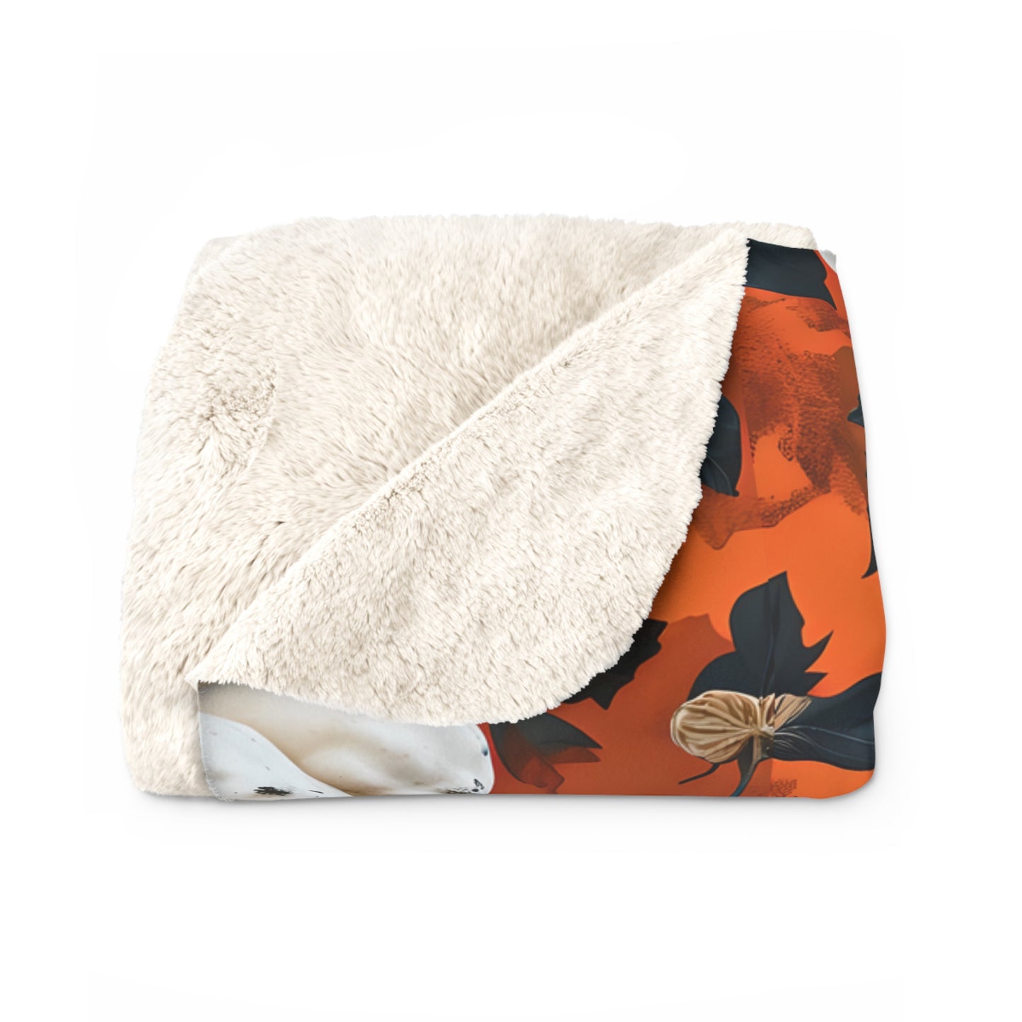 Pumpkin Floral Blast Sherpa Comfy Blanket