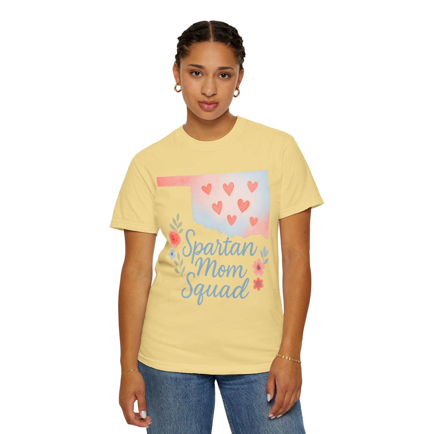 Spartan Mom Squad Bixby OK Watercolor Comfort Colors Tee