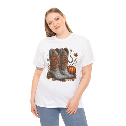 Fall Floral Bling Boots Country Gildan Tee