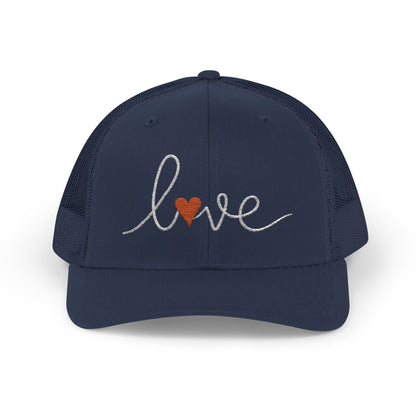 Love Script Snapback Trucker Cap | Sparkle Heart Embroidery