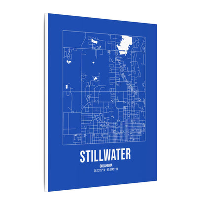 Stillwater Street Map Canvas, White on Royal Blue