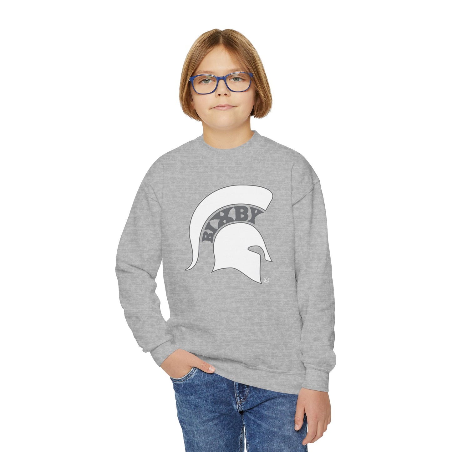 Spartan White Logo Youth Gildan Sweatshirt
