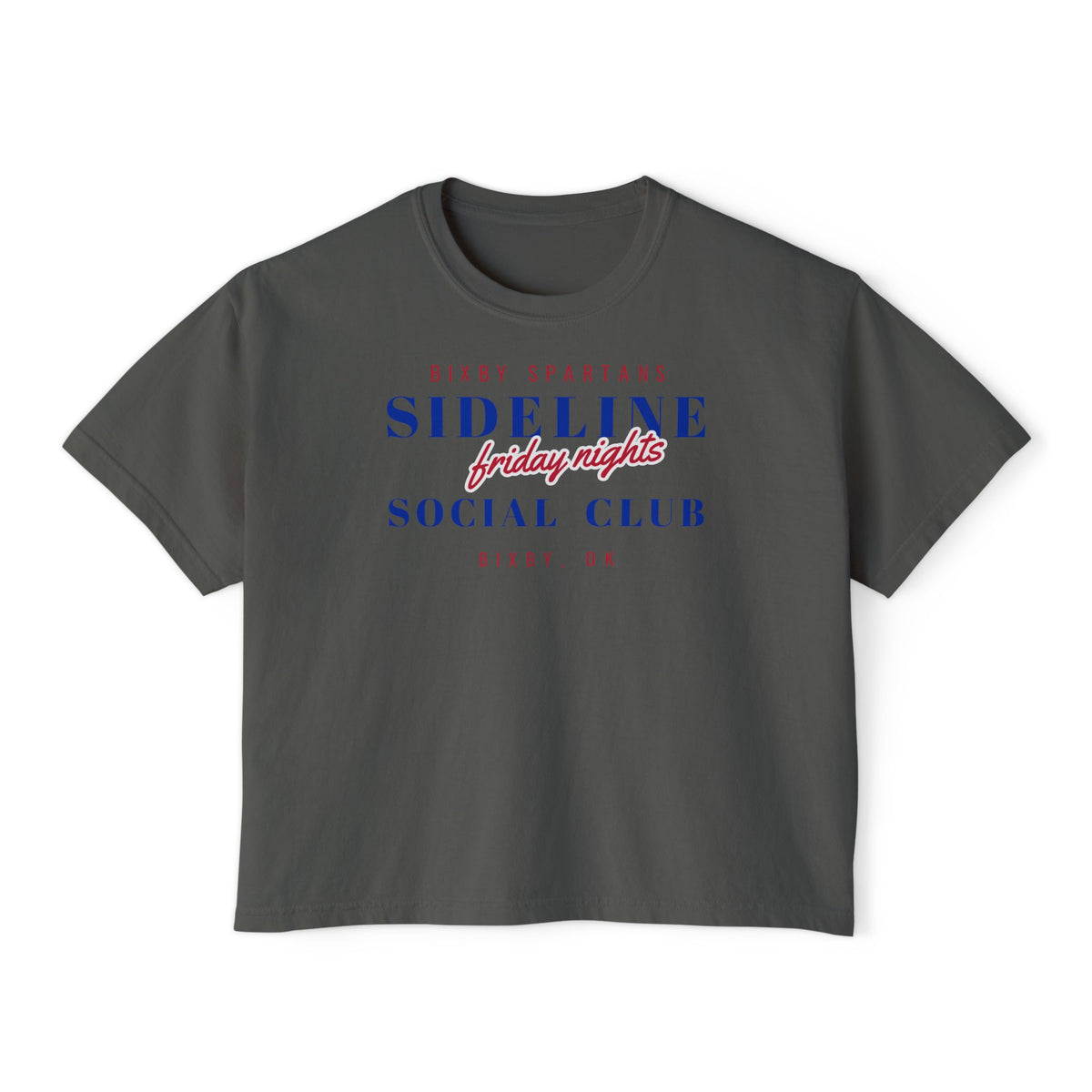Bixby Spartans Sideline Social Club Friday Nights Women's Boxy Tee – Football Mom Shirt